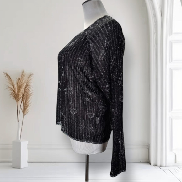 Vintage 80s Missoni Italy Metallic Face Print Lurex Knit Sweater M Art to Wear - Picture 3 of 13